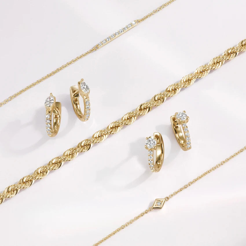 Common :: premium lab grown diamond huggie hoops white gold subtle sparkle minimal luxury fine jewelry