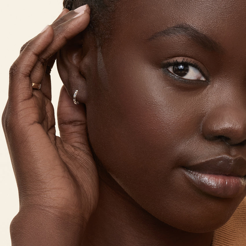 Buguette And Round Lab Grown Diamond Allegra Hoop Earrings, EF Color, VS Clarity, IGI Certified