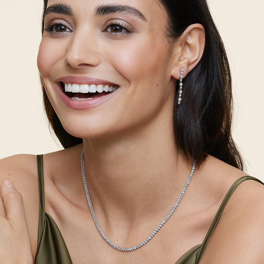 Round Lab Grown Diamond Marseille Drop Earrings, EF Color, VS Clarity, IGI Certified