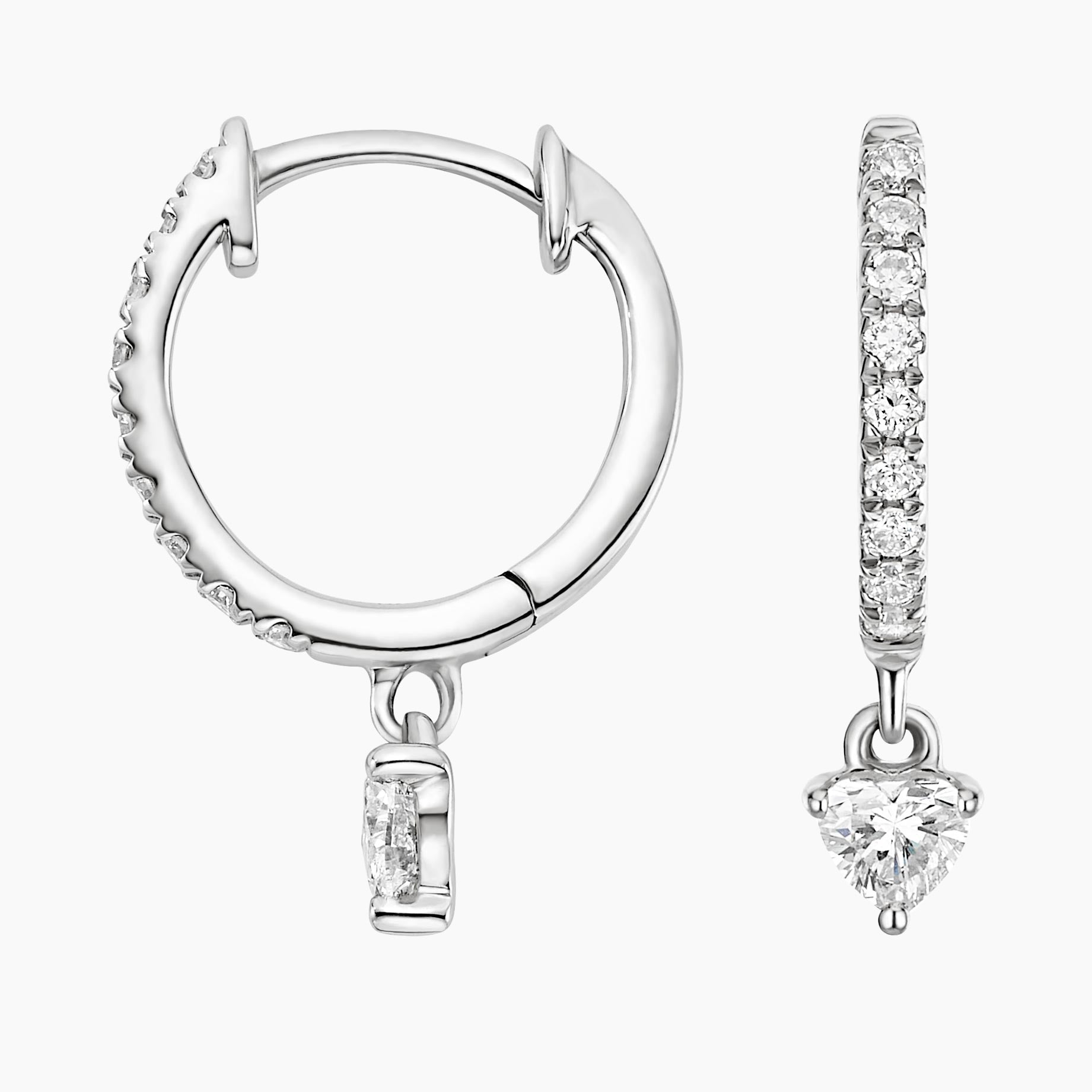 Round And Heart Lab Grown Diamond Huggie Earring, EF Color, VS Clarity - IGI Certificate