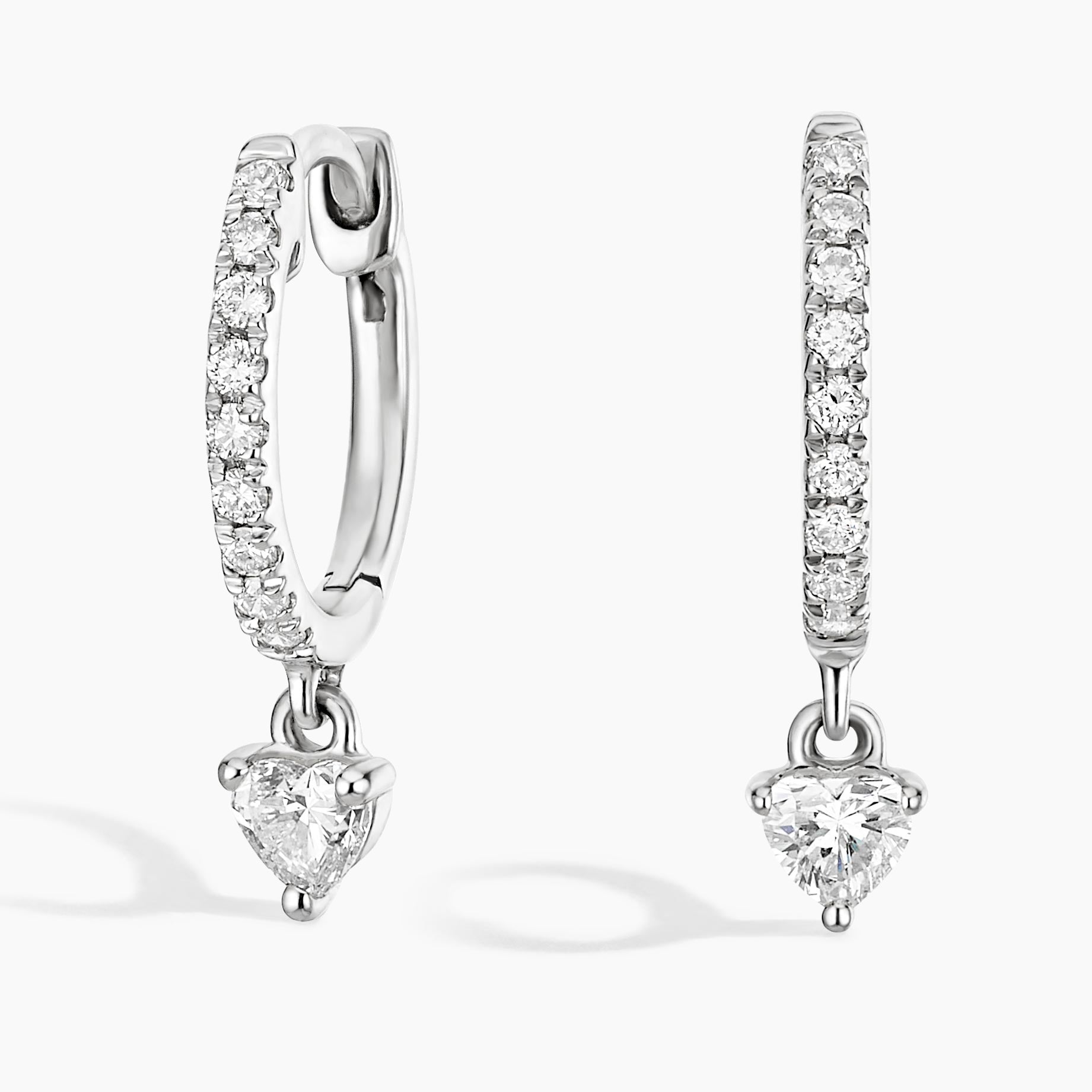Round And Heart Lab Grown Diamond Huggie Earring, EF Color, VS Clarity - IGI Certificate
