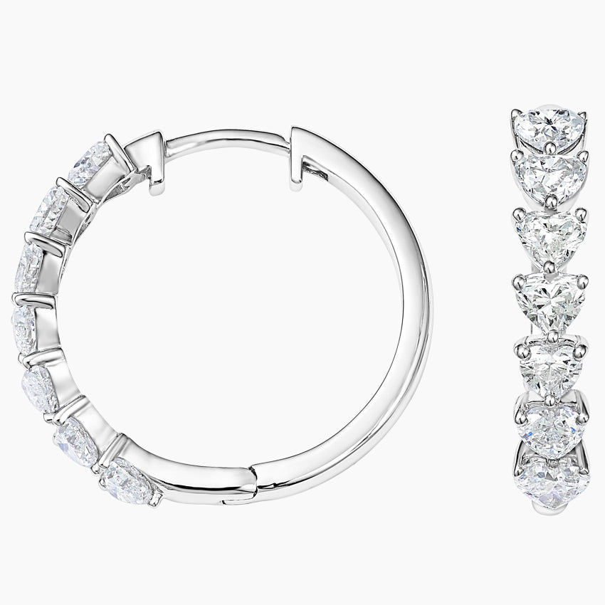 Heart Shaped Lab Grown Diamond Hoop Earrings, EF Color, VS Clarity, IGI Certified