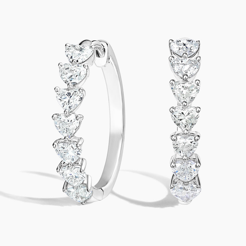 Heart Shaped Lab Grown Diamond Hoop Earrings, EF Color, VS Clarity, IGI Certified