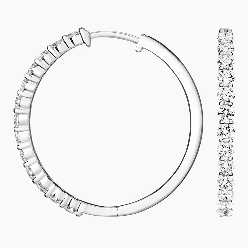 Round Lab Grown Diamond Shared Prong Hoop Earring, EF Color, VS Clarity - IGI Certificate