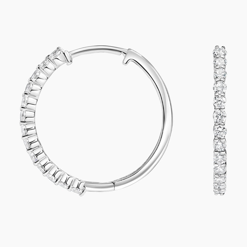 Round Lab Grown Diamond Shared Prong Hoop Earring, EF Color, VS Clarity - IGI Certificate