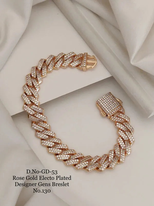 Rose Gold Electo Plated Designer Cuban Bracelet