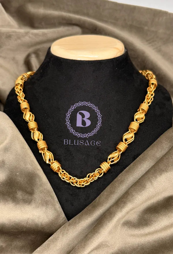 Micro Gold Plated Classical Rajwadi Leaf Design High-Quality Chain for Men