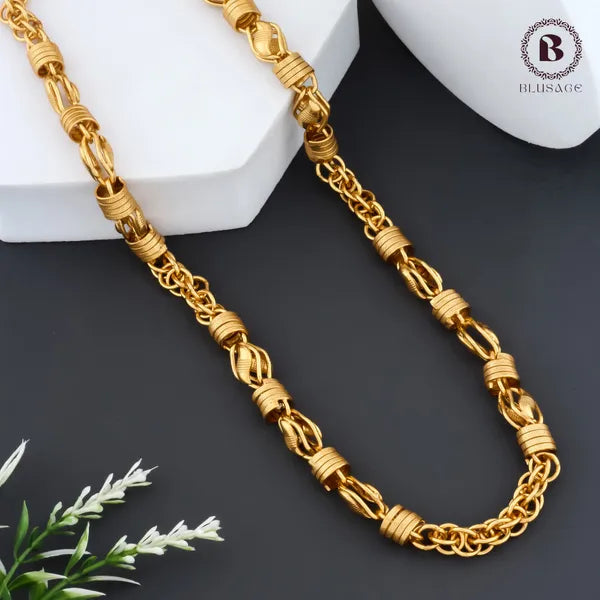 Micro Gold Plated Classical Rajwadi Leaf Design High-Quality Chain for Men