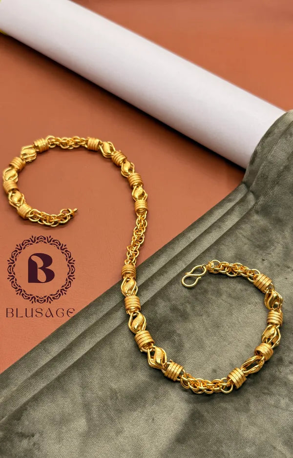 Micro Gold Plated Classical Rajwadi Leaf Design High-Quality Chain for Men