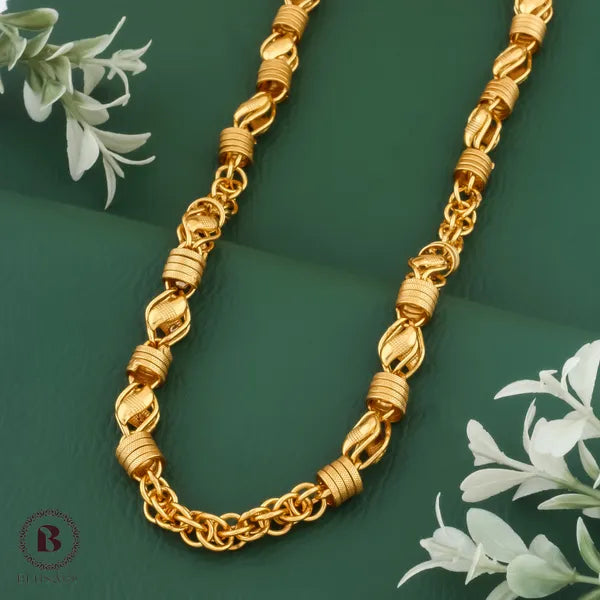 Micro Gold Plated Classical Rajwadi Leaf Design High-Quality Chain for Men