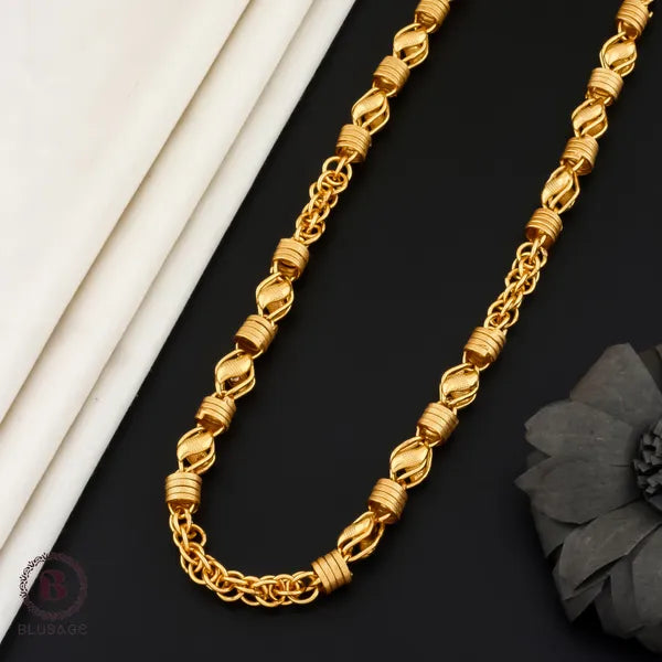 Micro Gold Plated Classical Rajwadi Leaf Design High-Quality Chain for Men