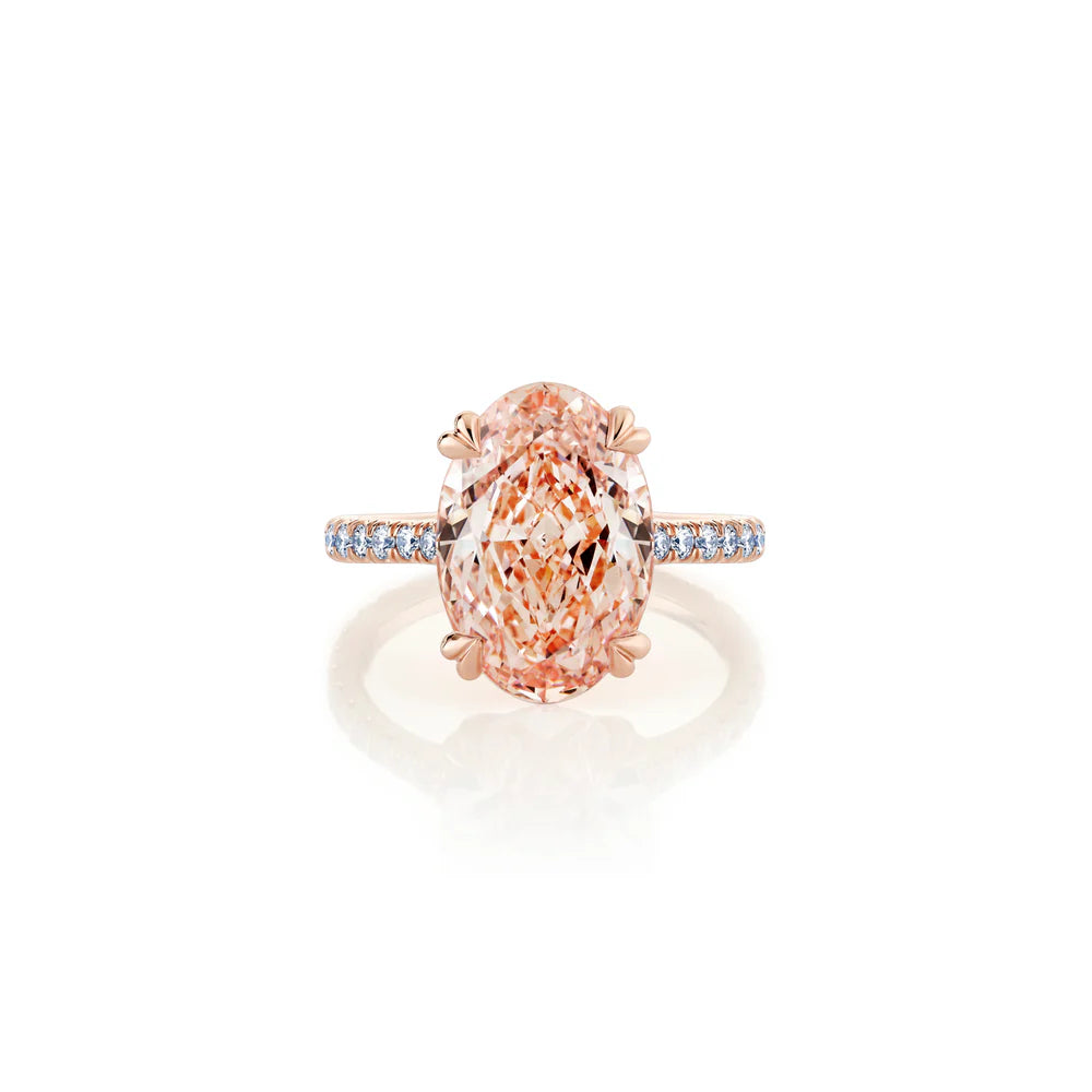Common :: Doviquea 5.98ct pink oval pave lab grown diamond engagement ring IGI certified
