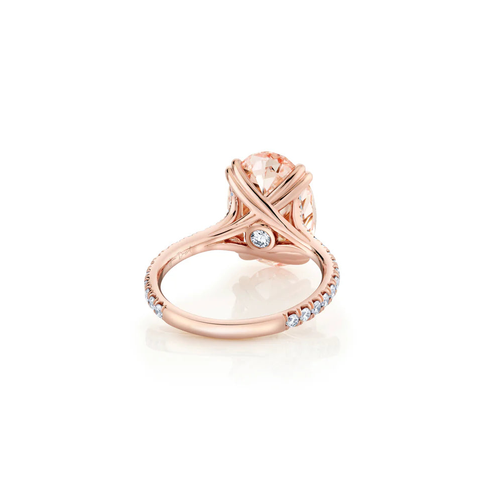 Common :: fancy pink oval diamond ring pavé band IGI certified statement ring