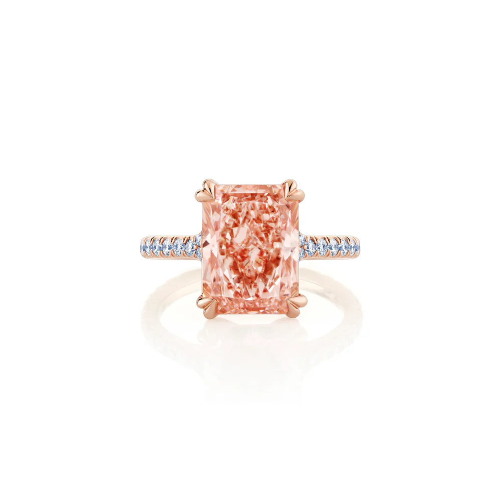Common :: Cyralis 5.31ct pink radiant pave lab grown diamond engagement ring IGI certified