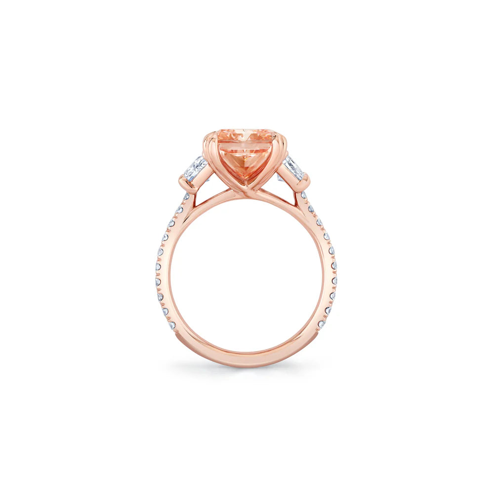 Common :: luxury pink radiant trilogy ring lab grown diamond bridal jewelry