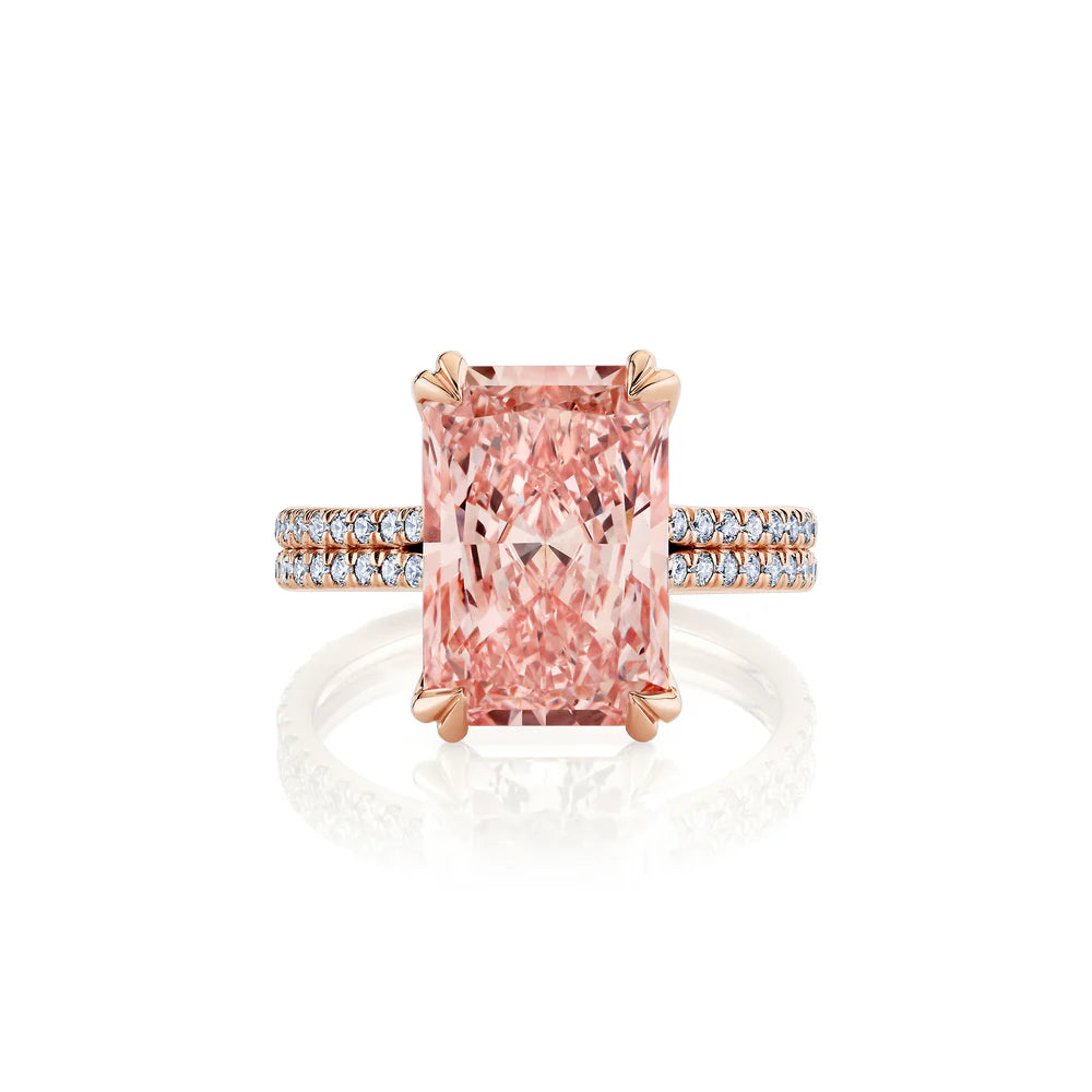 Common :: Elvella 5.26ct pink radiant pave lab grown diamond engagement ring IGI certified