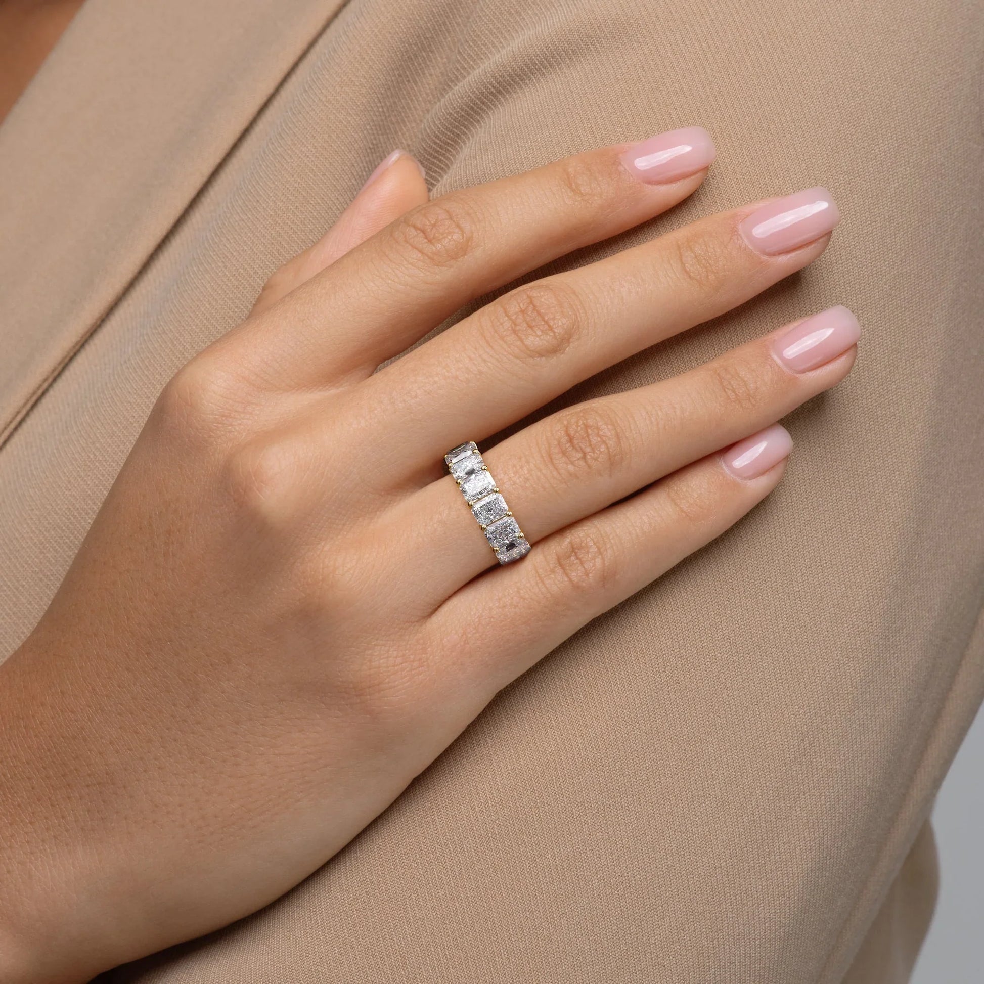 Radiant Lab Grown Diamond U Prong Eternity, EF Color , VS Clarity , IGI Certificate