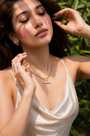 Common :: Luxury diamond necklace with Round lab grown diamonds and modern T-Bar detailing.
