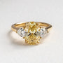 Common :: Arvoria 2.58ct yellow oval three stone lab grown diamond engagement ring IGI certified