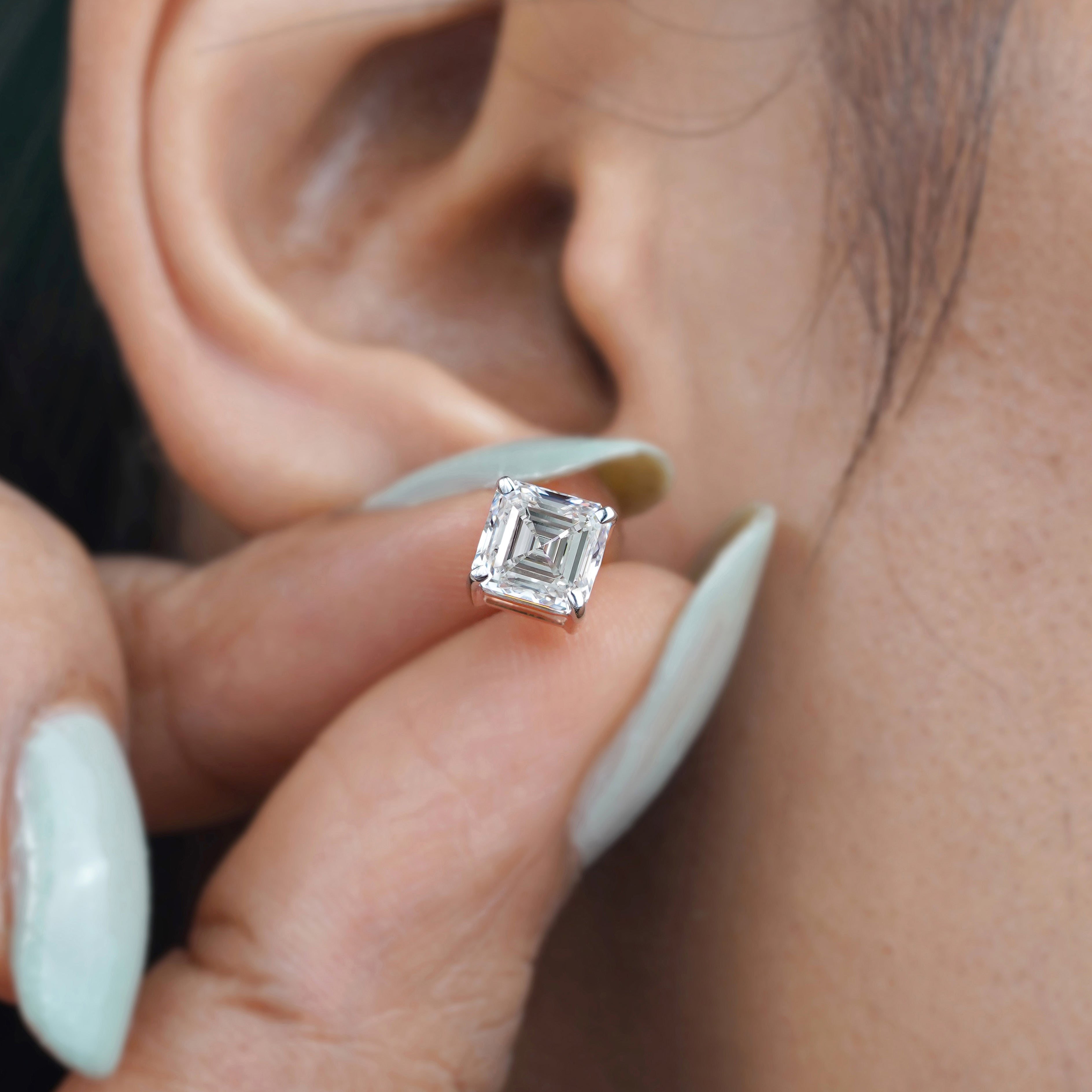 Asscher 3.00tcw Lab Grown Diamond Stud Earrings | 4 Prong | IGI Certified | DEF VVS–VS