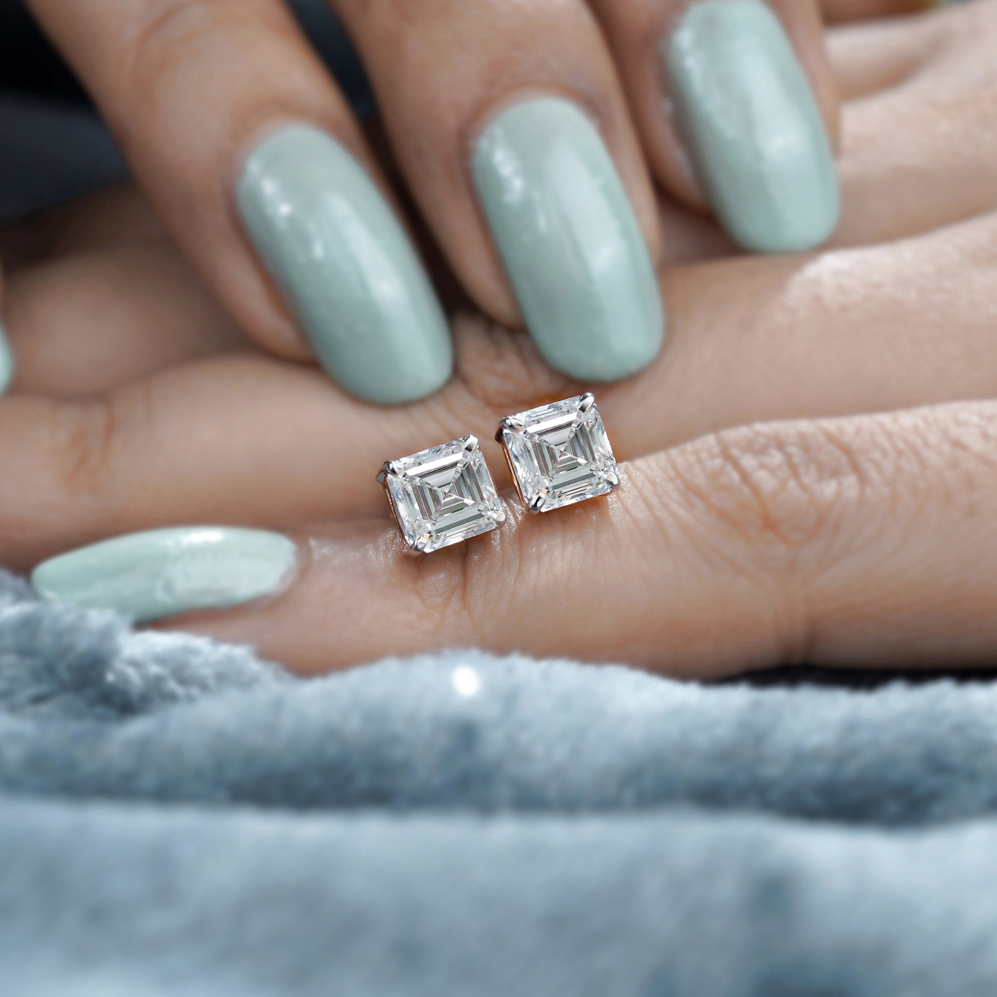 Asscher 3.00tcw Lab Grown Diamond Stud Earrings | 4 Prong | IGI Certified | DEF VVS–VS