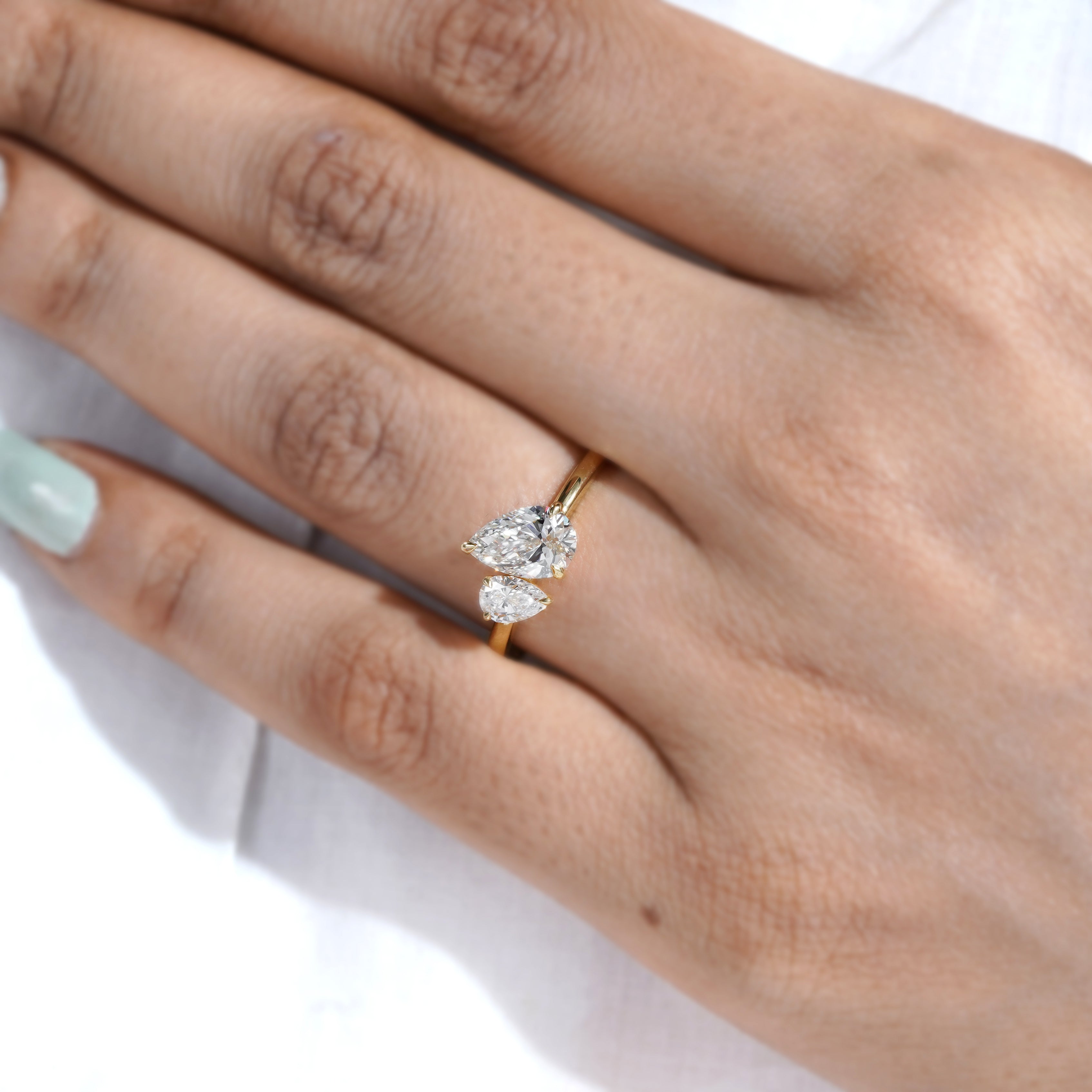 Twice Pear 1.65tcw Lab Grown Diamond Toi Et Moi Ring | IGI Certified