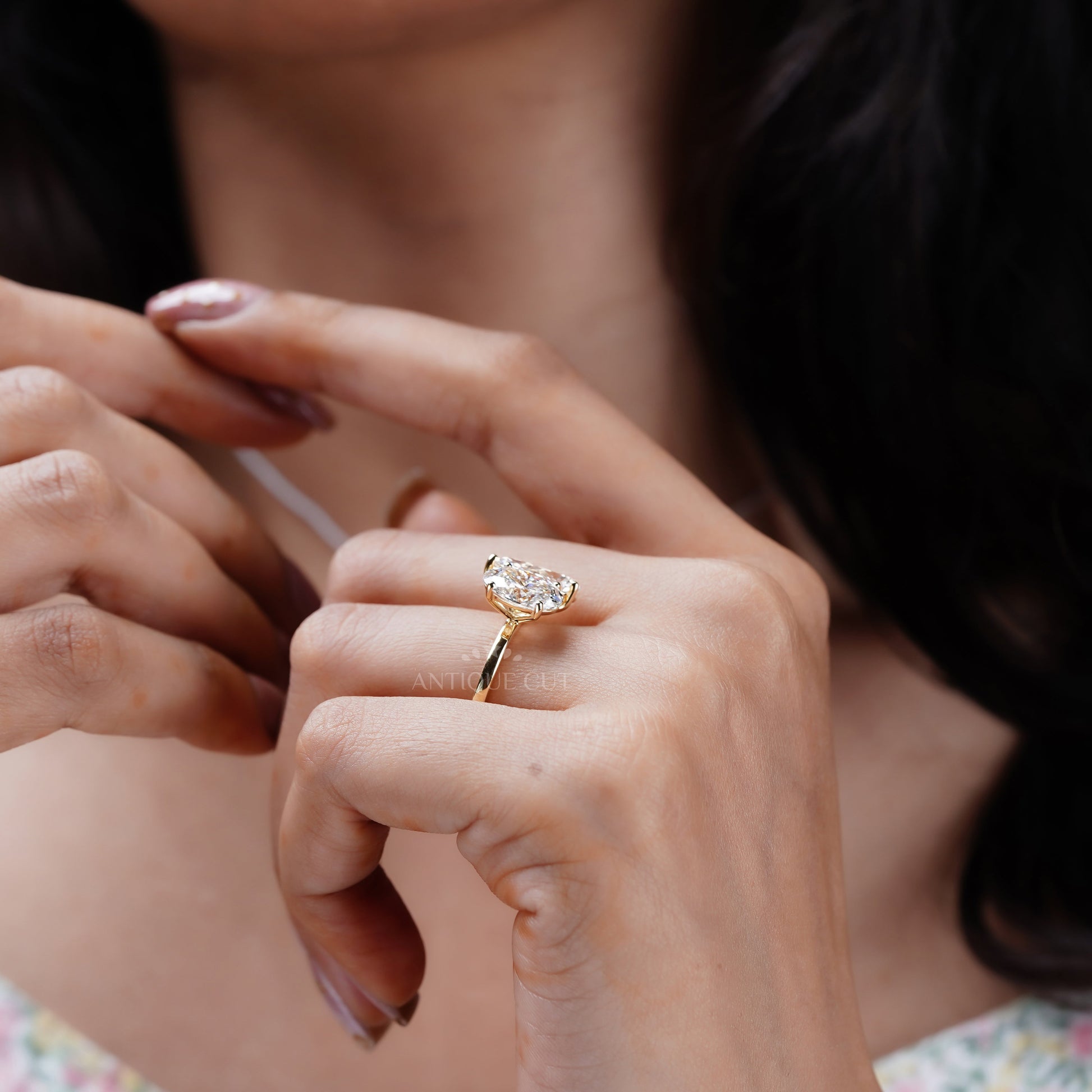 Toi et Moi 4.00tcw Lab Grown Diamond Ring | Oval & Pear | IGI Certified | Yellow Gold