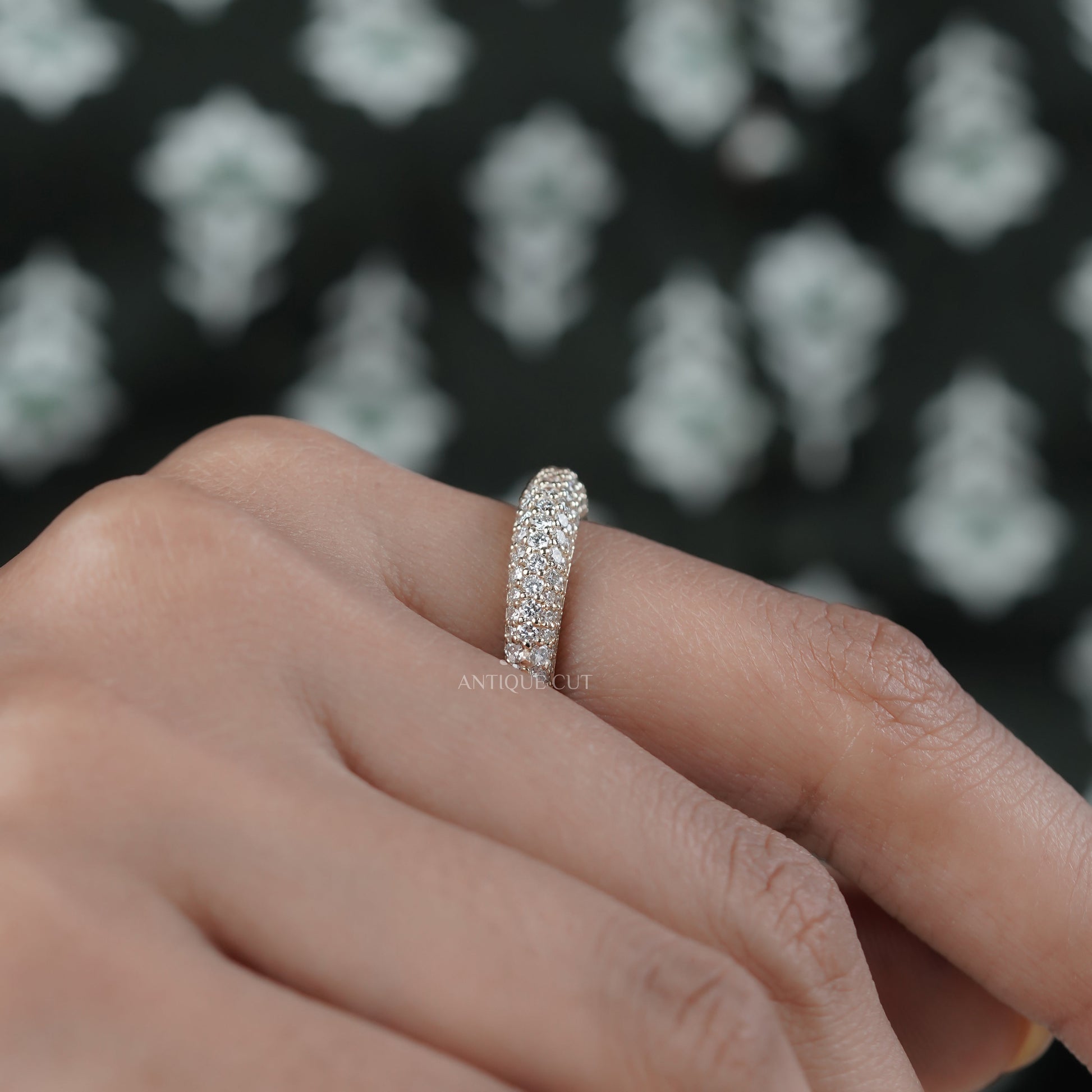 1.50tcw Diamond Pave Band | Solid Gold | Three-Row Round Diamonds | Classic Wedding or Anniversary Ring