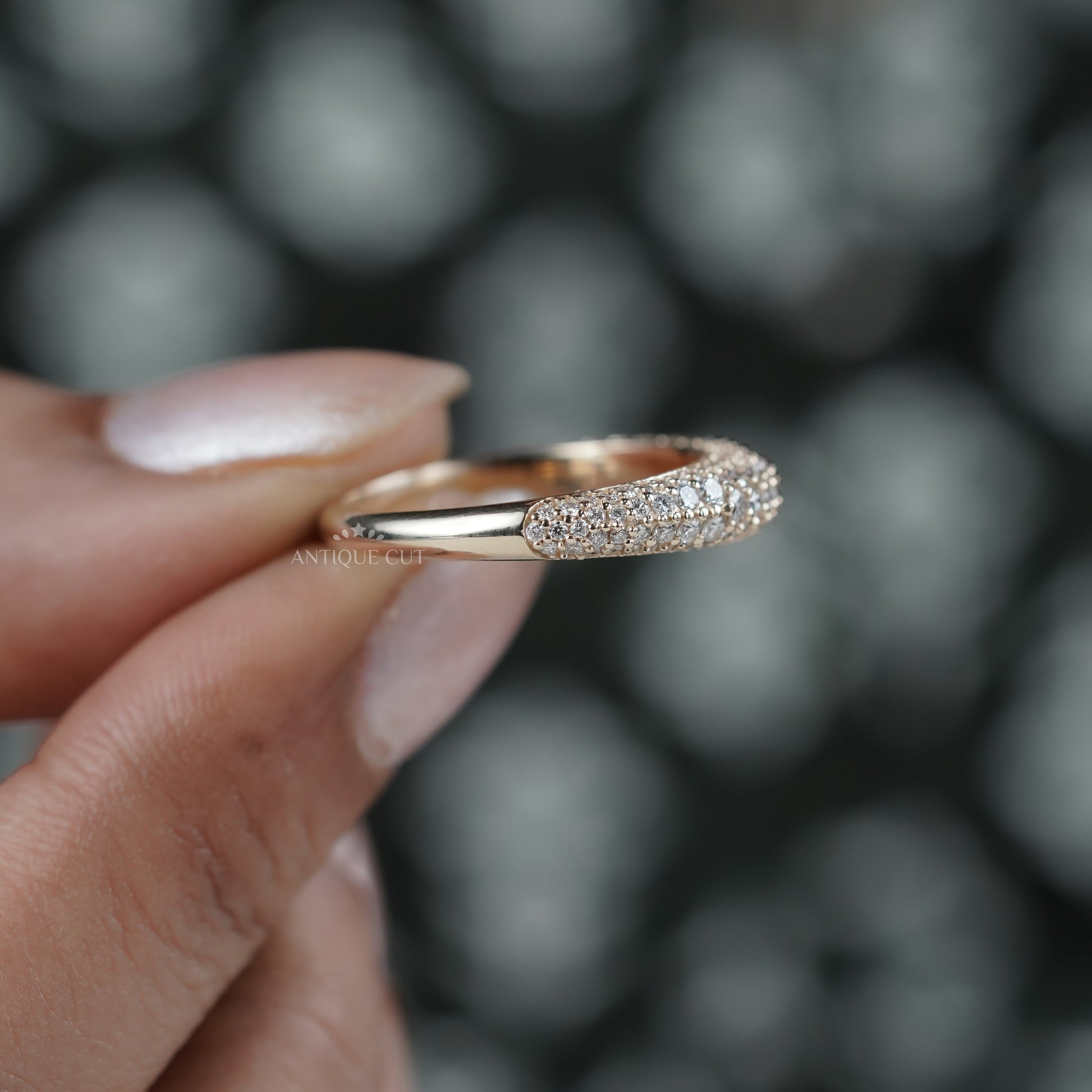 1.50tcw Diamond Pave Band | Solid Gold | Three-Row Round Diamonds | Classic Wedding or Anniversary Ring