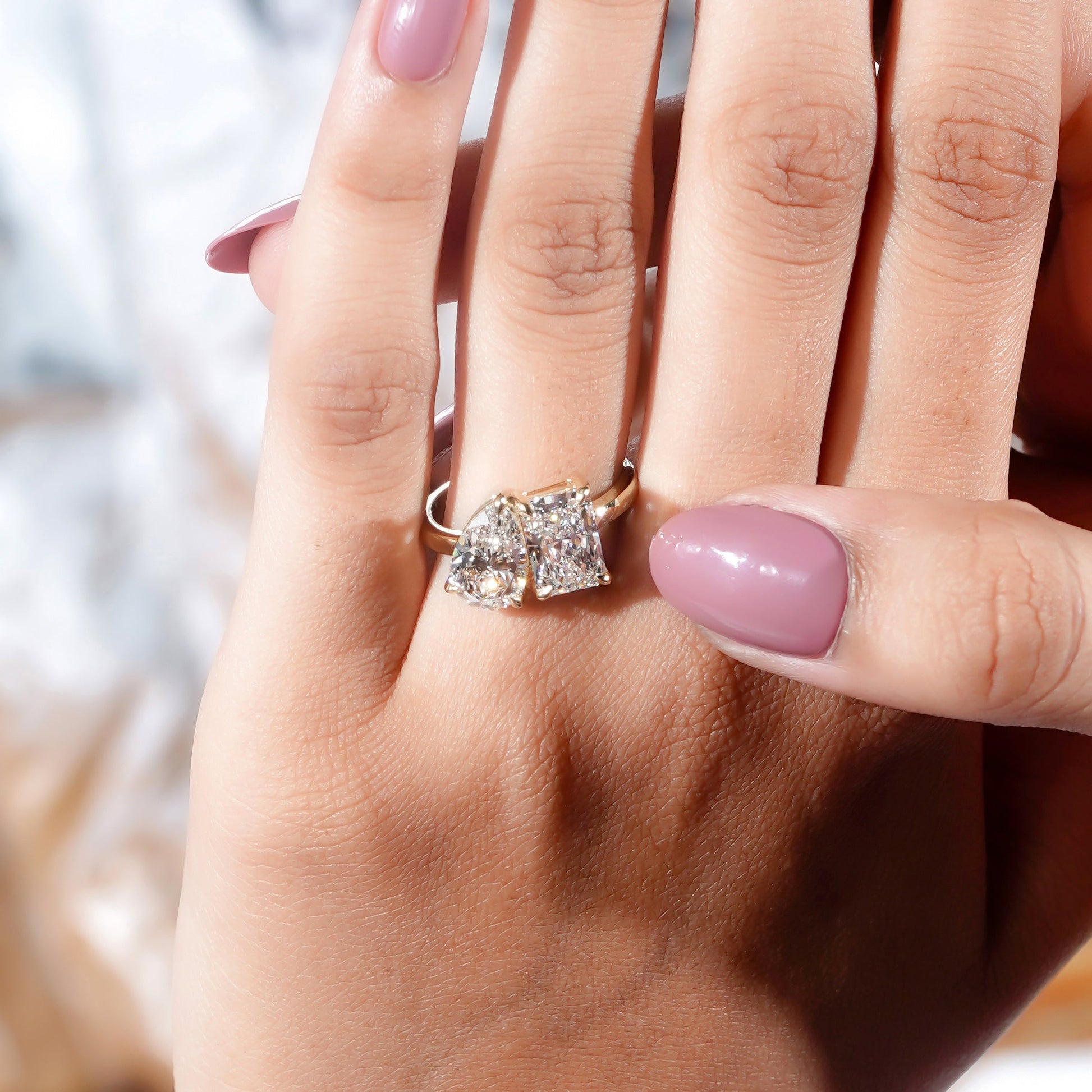 4.00tcw Radiant And Pear Lab Diamond Toi et Moi Engagement Ring | Two Stone Style | VVS-VS Clarity | IGI Certified | D-E-F Color