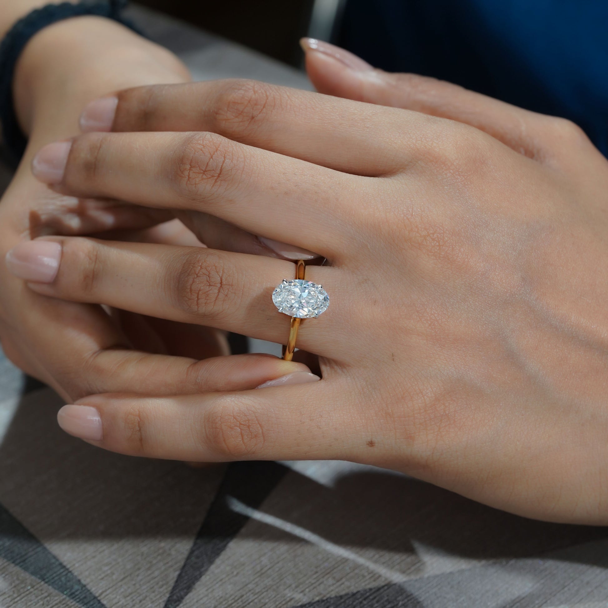 Oval Cut 2.00ct Lab Grown Diamond Solitaire | Two-Tone Gold Engagement Ring | VVS-VS Clarity | IGI Certified | D-E-F Color