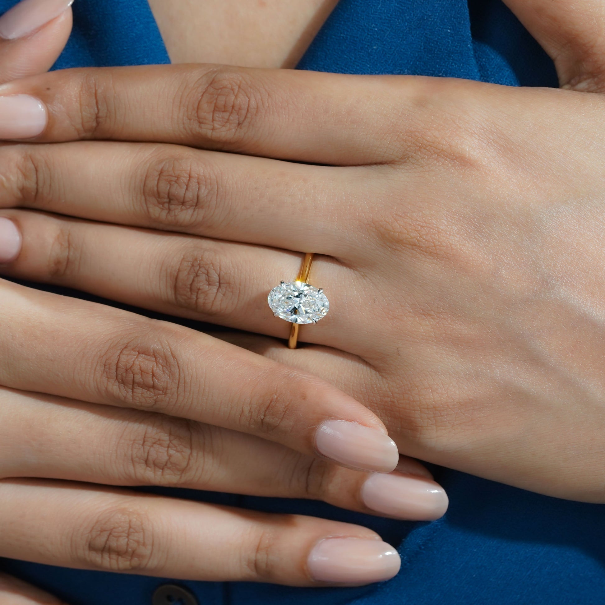 Oval Cut 2.00ct Lab Grown Diamond Solitaire | Two-Tone Gold Engagement Ring | VVS-VS Clarity | IGI Certified | D-E-F Color