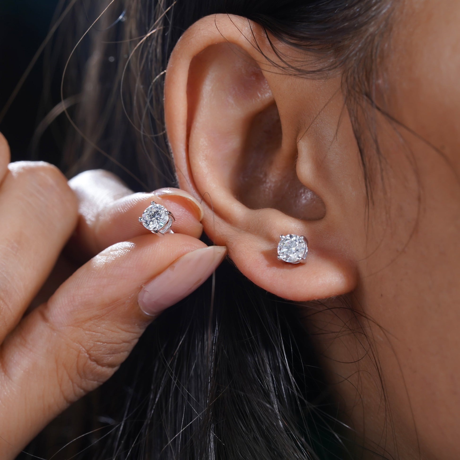 1.00tcw Round Lab Grown Diamond Stud Earrings | White Gold | D-E-F Color, VVS-VS Clarity | IGI Certified | Everyday Luxury Earrings