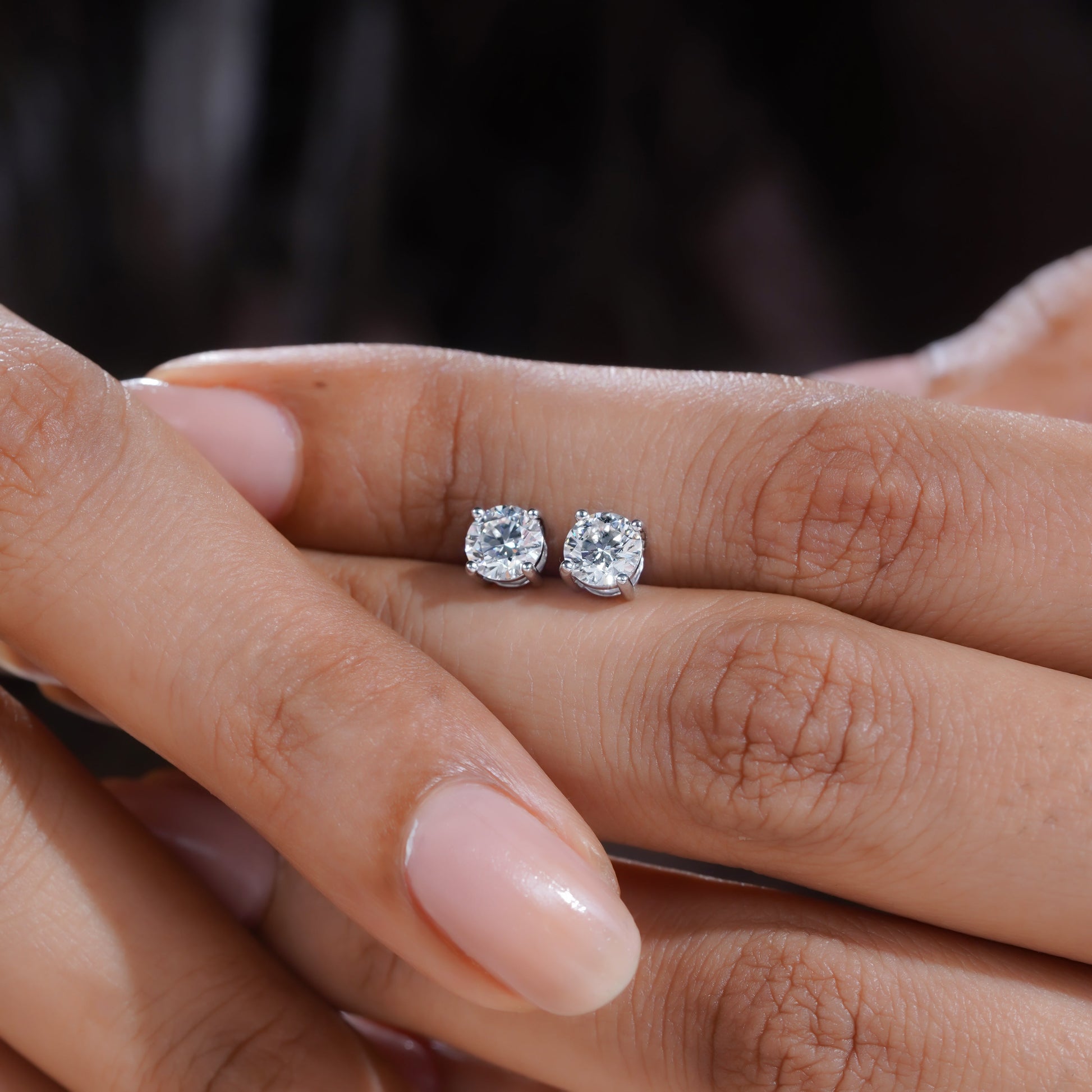 1.00tcw Round Lab Grown Diamond Stud Earrings | White Gold | D-E-F Color, VVS-VS Clarity | IGI Certified | Everyday Luxury Earrings