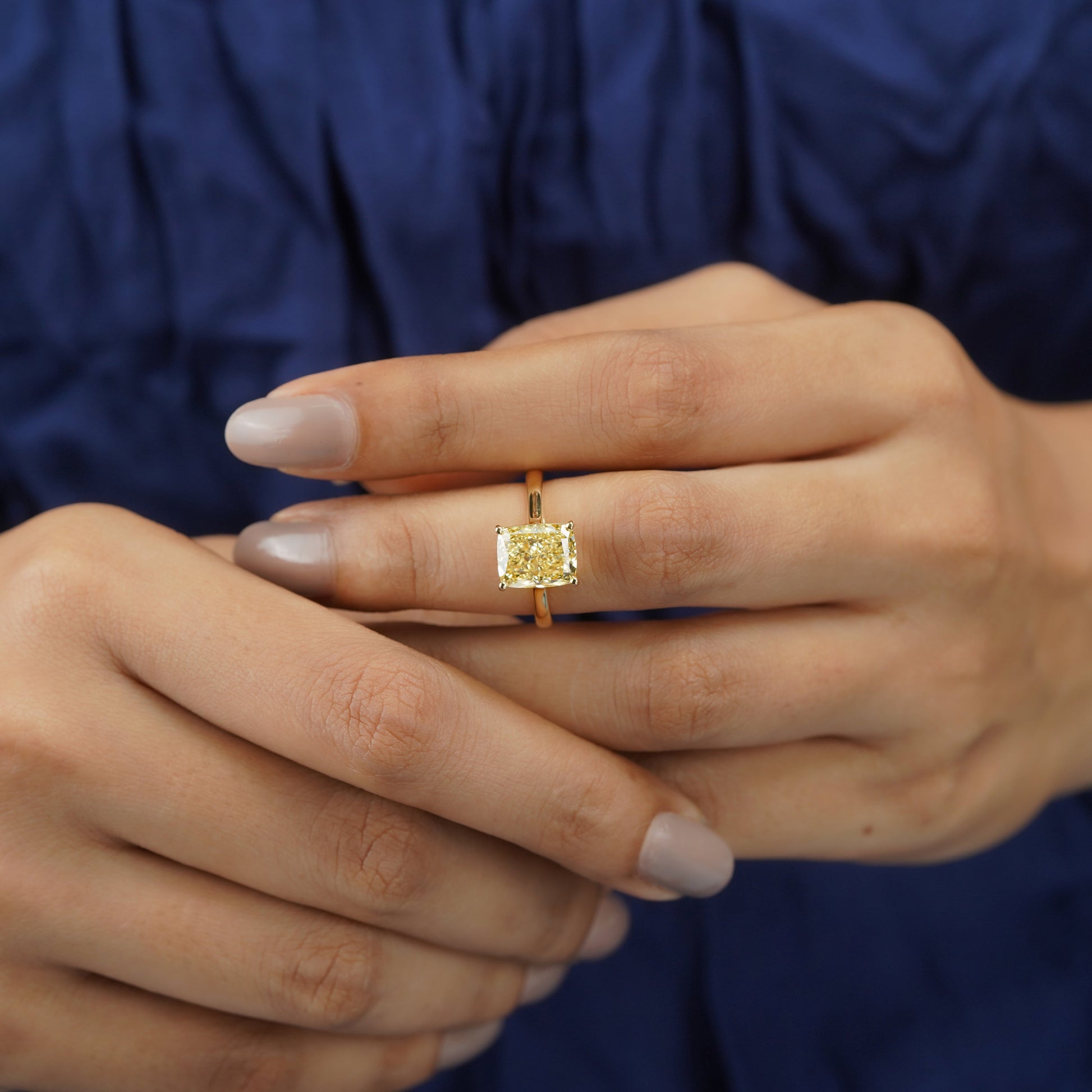 Fancy Yellow Radiant 4.00ct Lab Grown Diamond Engagement Ring