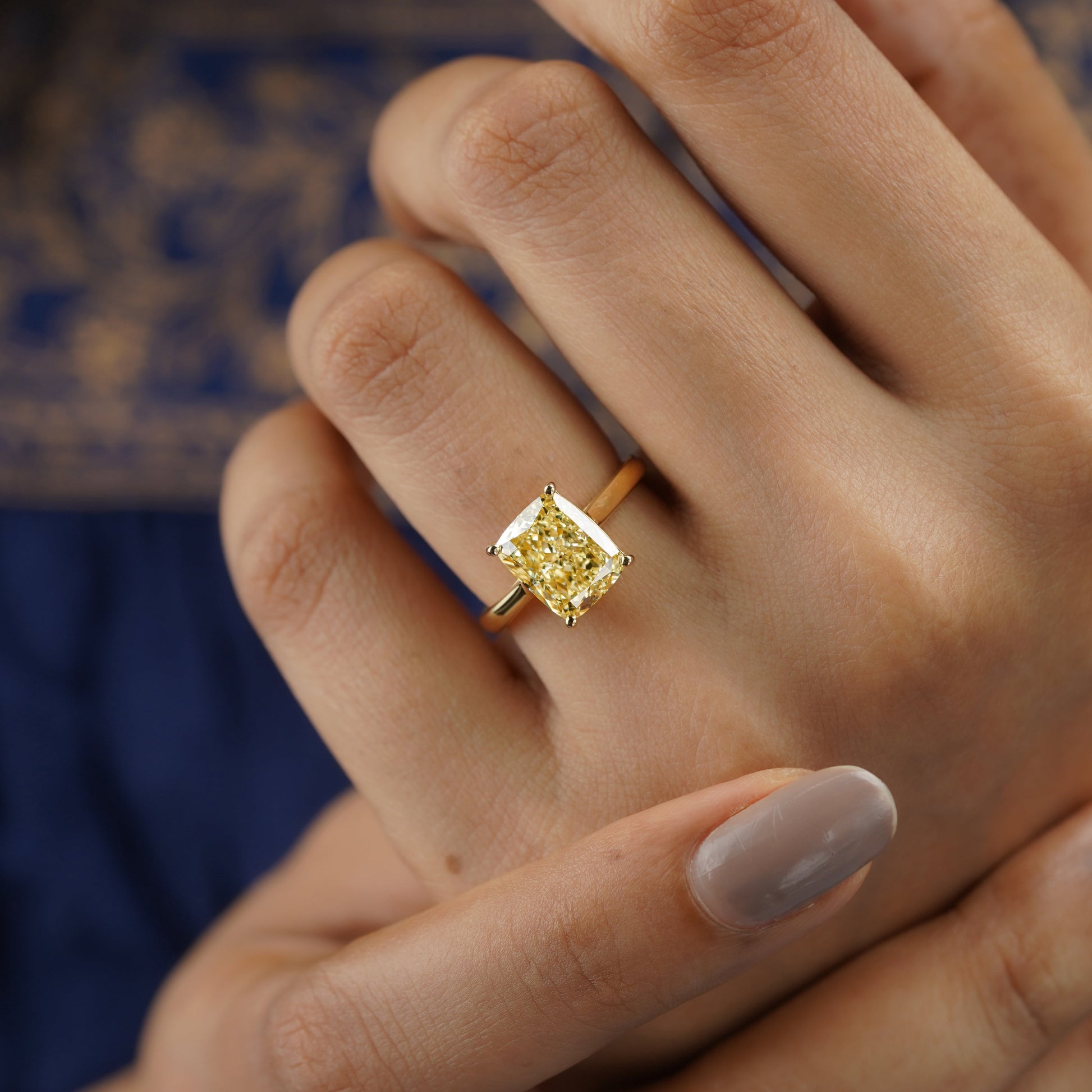 Fancy Yellow Radiant 4.00ct Lab Grown Diamond Engagement Ring