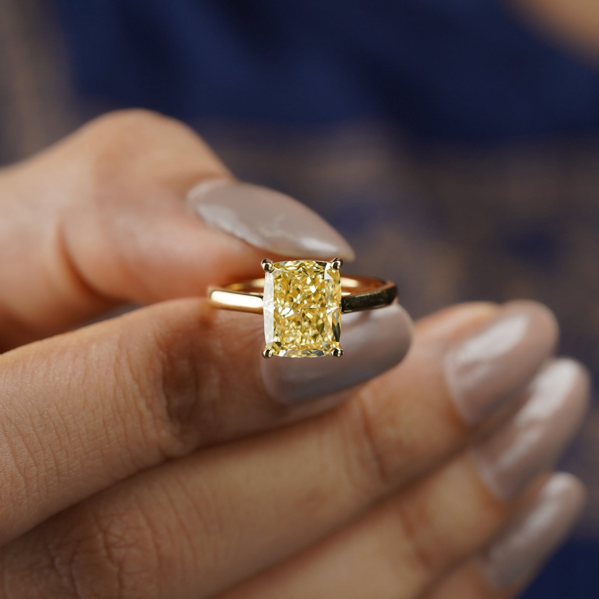 Fancy Yellow Radiant 4.00ct Lab Grown Diamond Engagement Ring