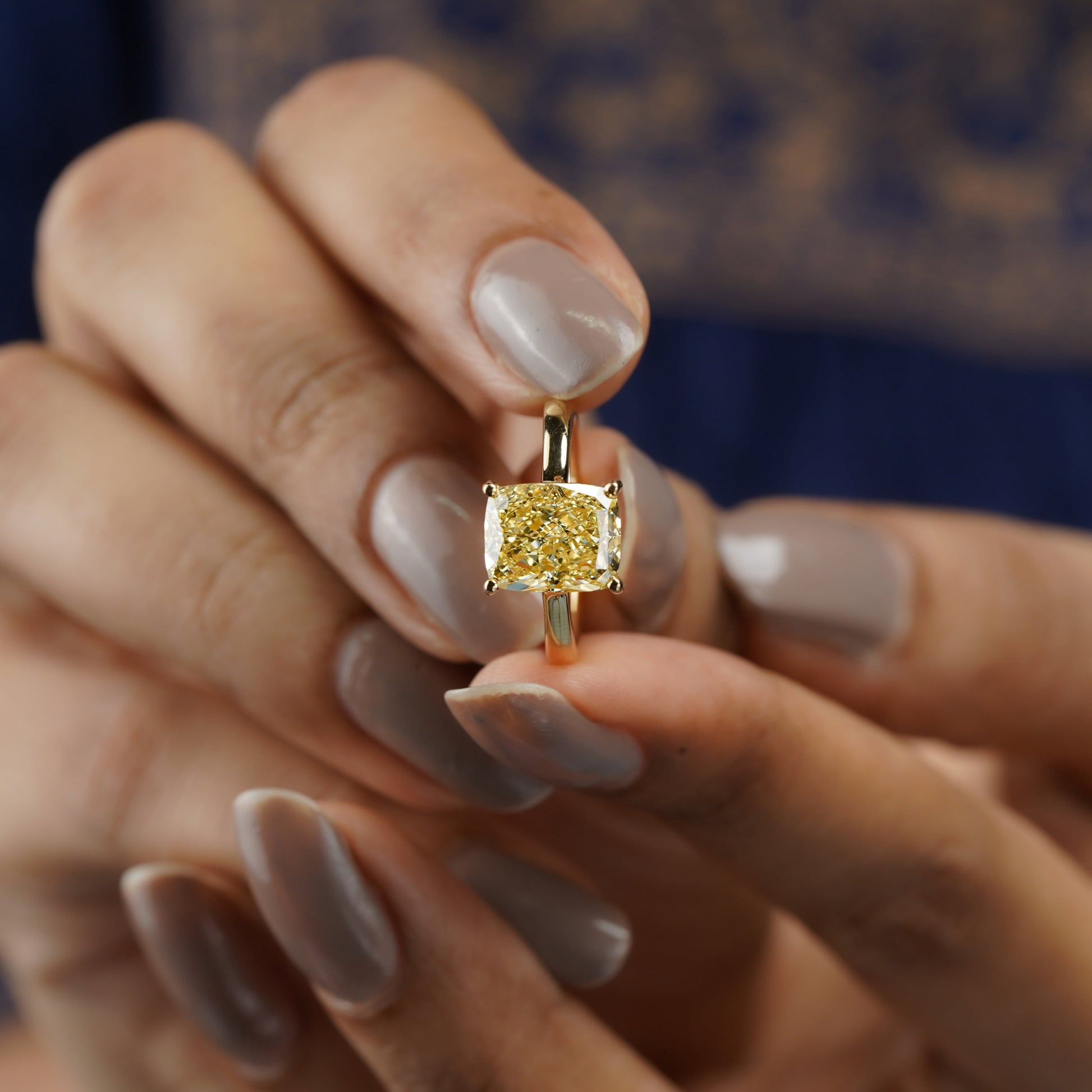 Fancy Yellow Radiant 4.00ct Lab Grown Diamond Engagement Ring