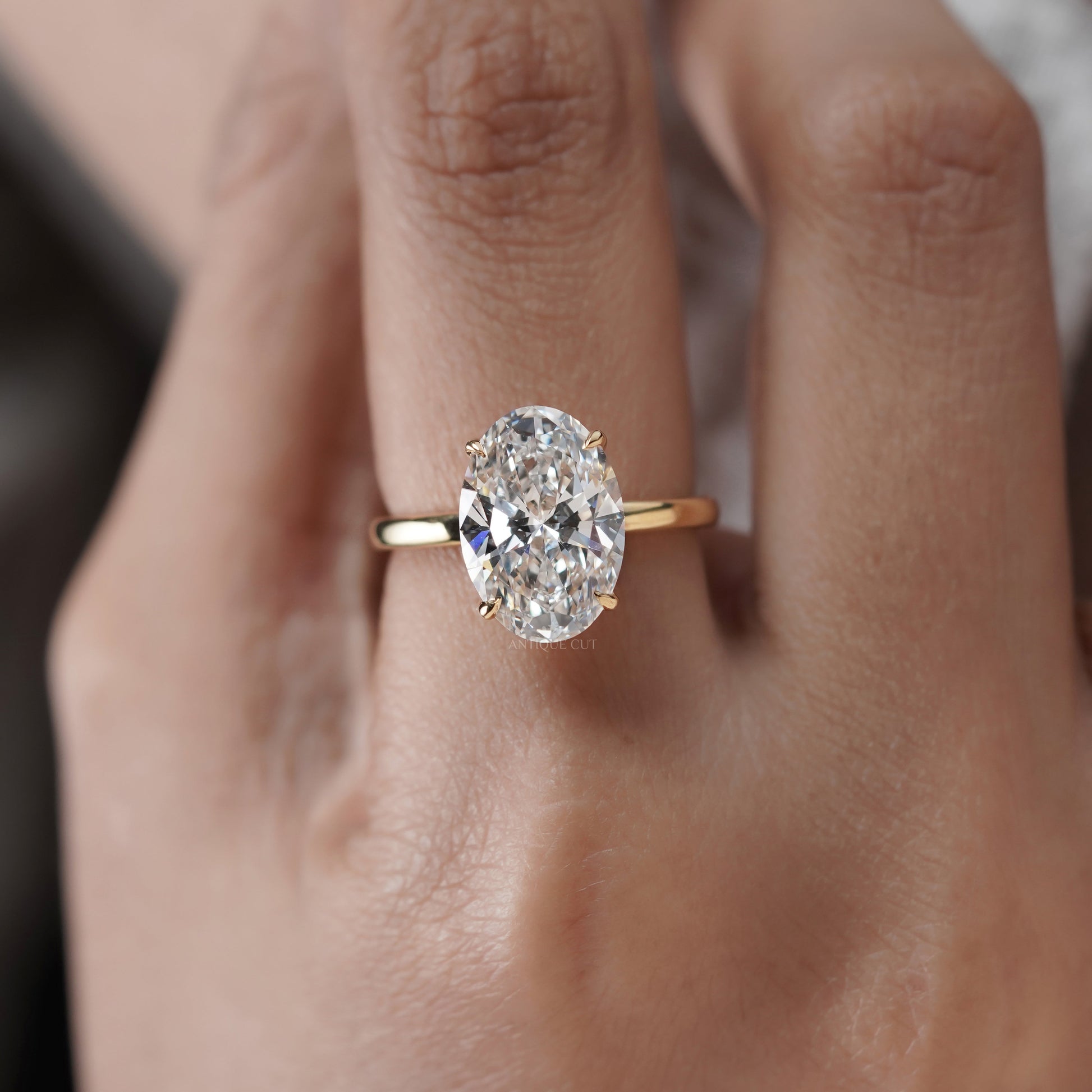 Oval 5.00ct Lab Grown Diamond Solitaire Engagement Ring | IGI Certified