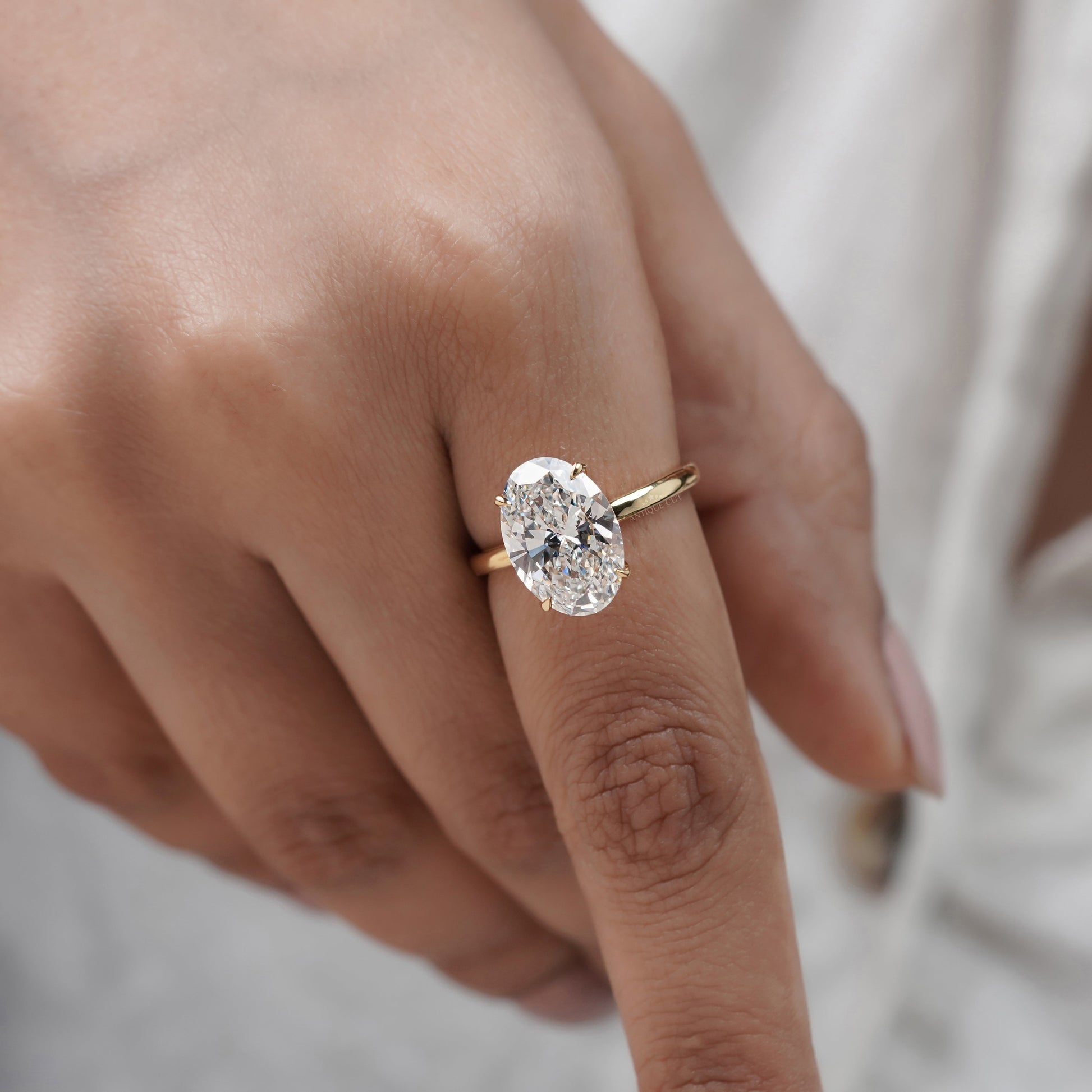 Oval 5.00ct Lab Grown Diamond Solitaire Engagement Ring | IGI Certified