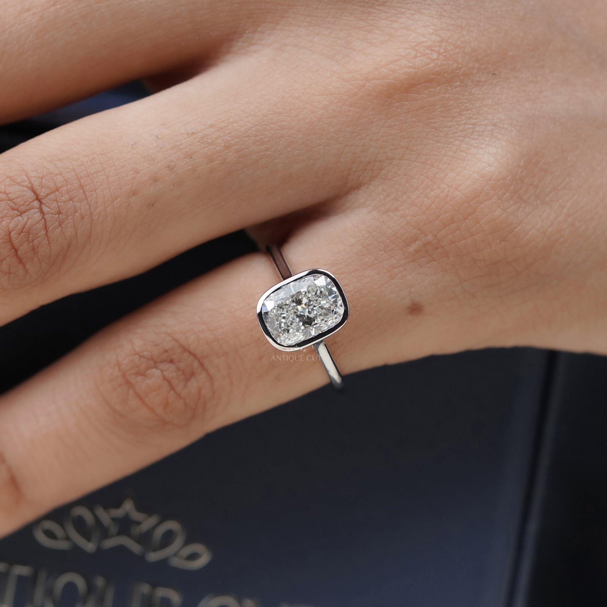 Cushion 2.00ct Lab Grown Diamond Bezel Set Solitaire Engagement Ring | IGI Certified