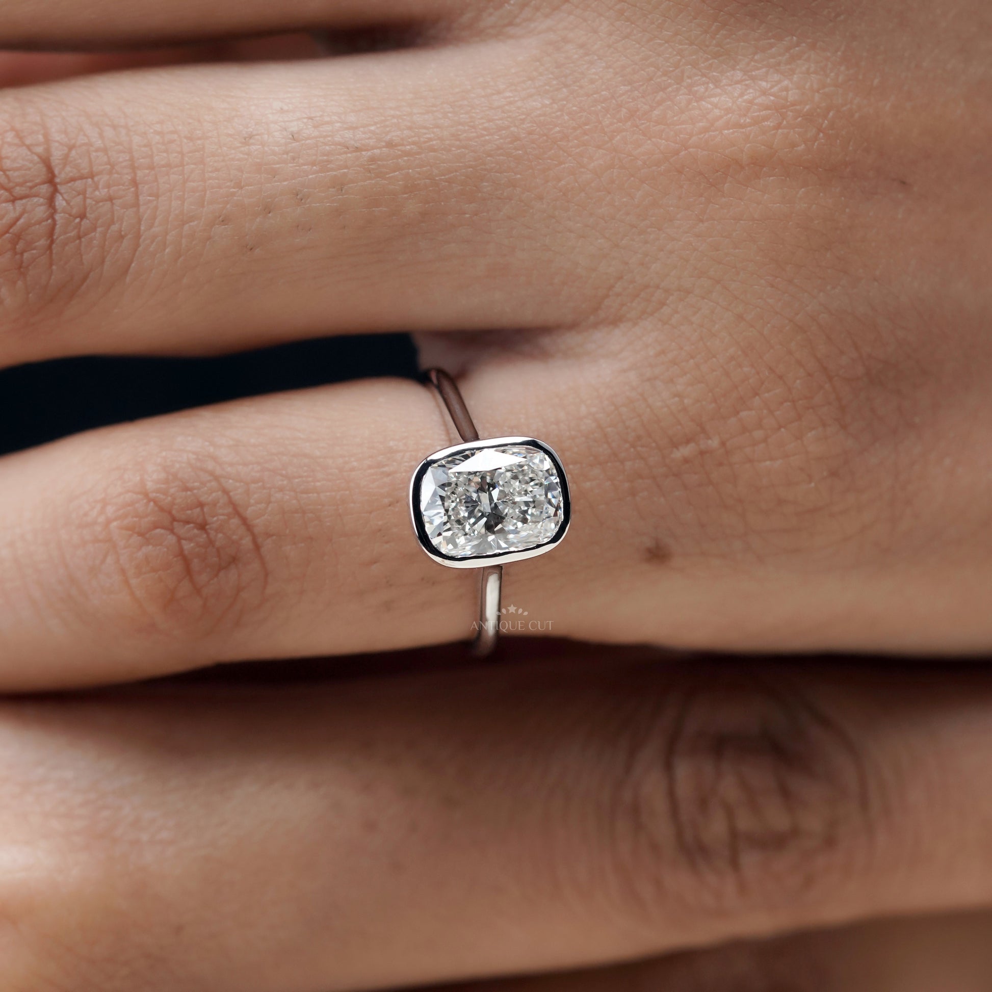 Cushion 2.00ct Lab Grown Diamond Bezel Set Solitaire Engagement Ring | IGI Certified