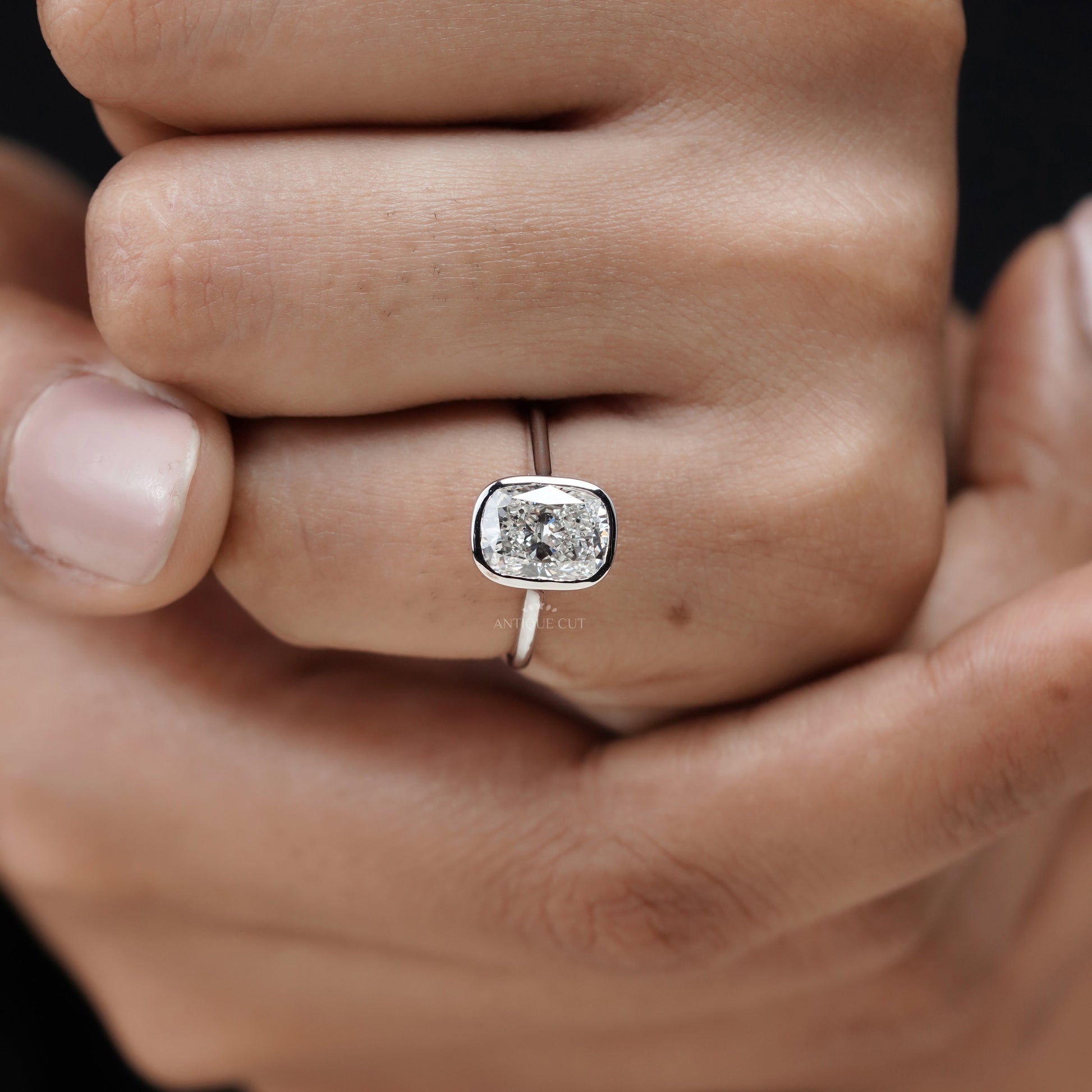 Cushion 2.00ct Lab Grown Diamond Bezel Set Solitaire Engagement Ring | IGI Certified