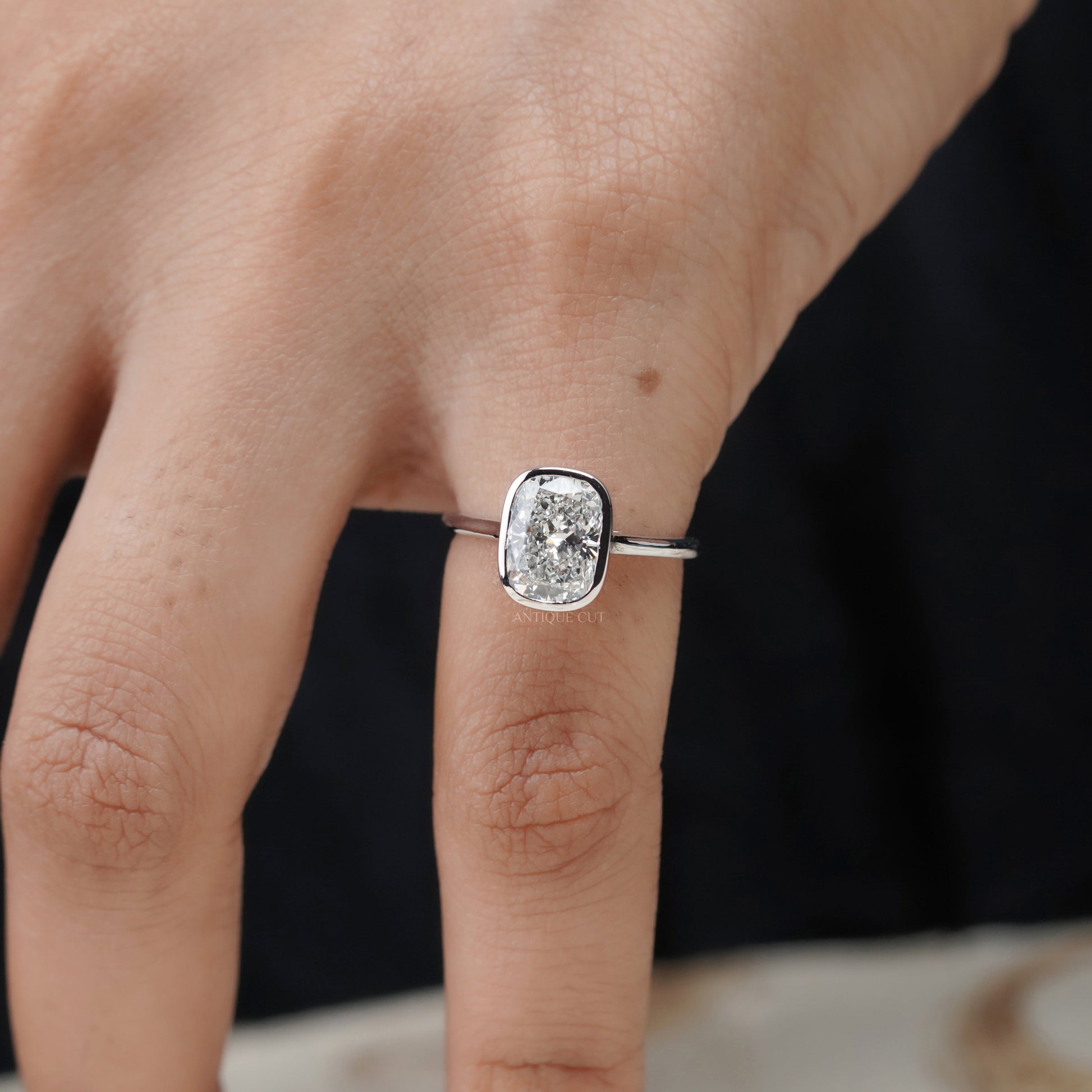 Cushion 2.00ct Lab Grown Diamond Bezel Set Solitaire Engagement Ring | IGI Certified