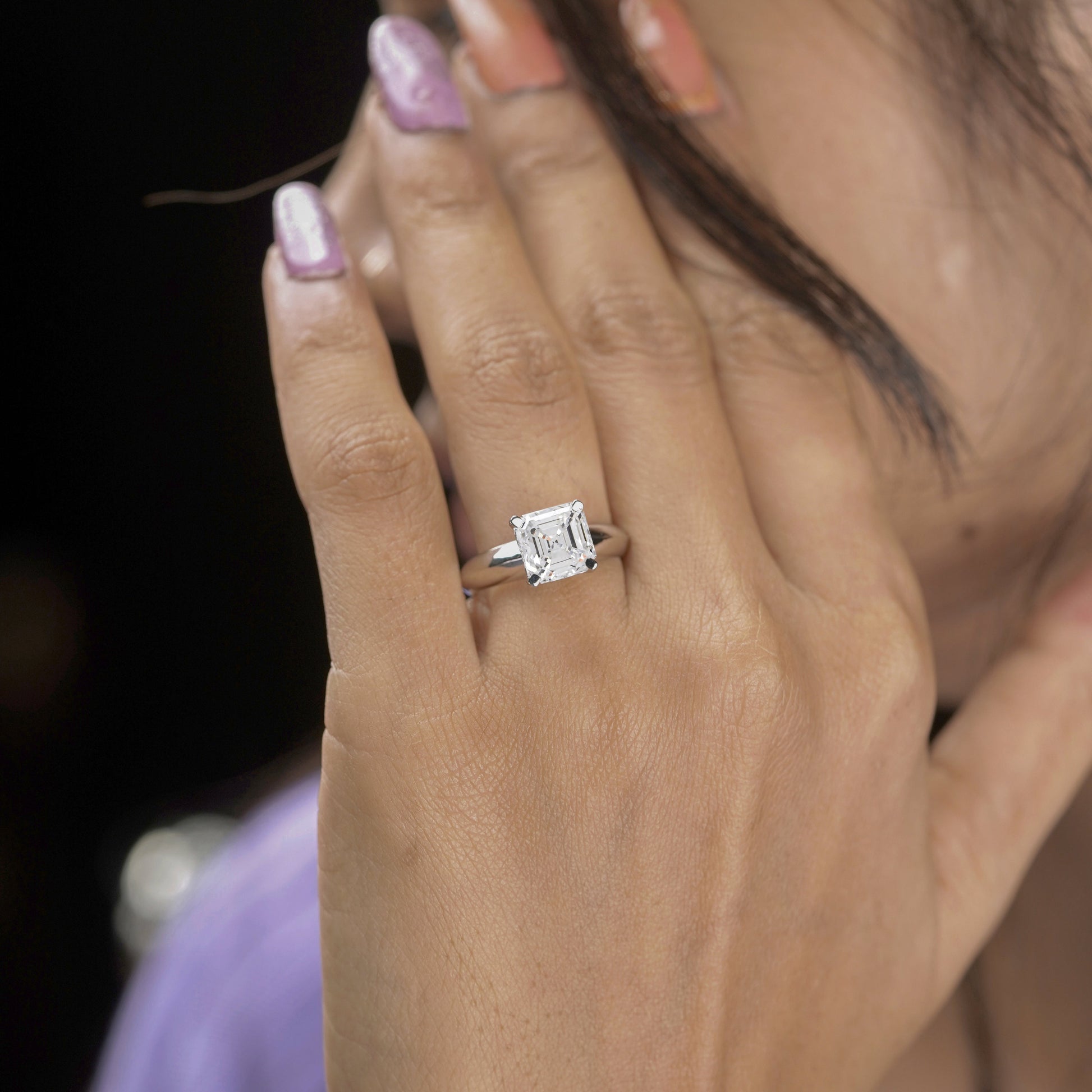 Asscher 2.00ct Lab Grown Diamond Engagement Ring | Halo Pave Setting | IGI Certified | White Gold | D-E-F Color | VVS-VS Clarity