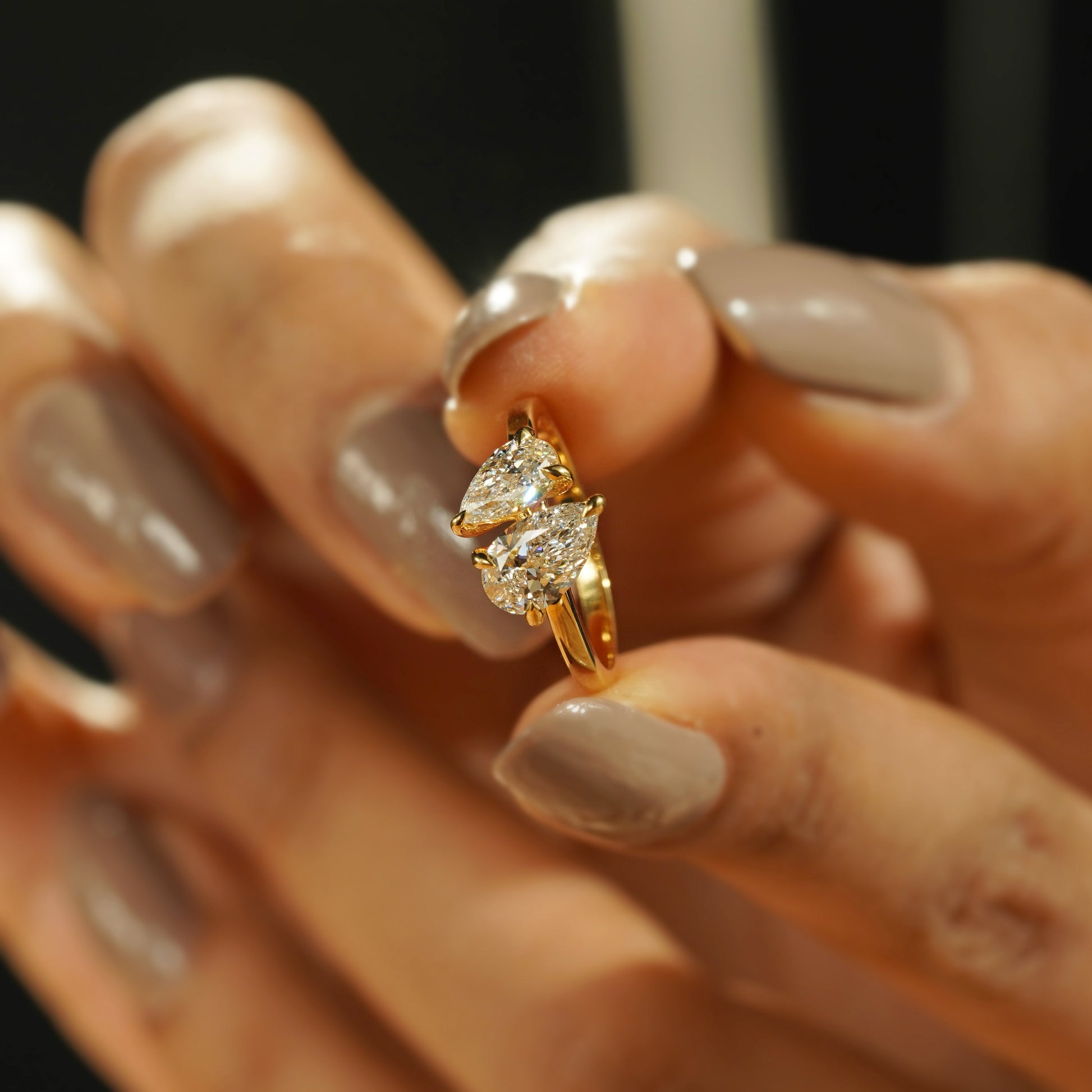 Double Pear 1.30tcw Lab-Grown Diamond Toi Et Moi Engagement Ring | IGI Certified | D-E-F Color VVS–VS