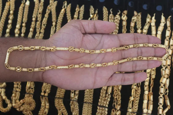 Designed Pipe with X Link Gold Plated Premium Waterproof Chain For Men