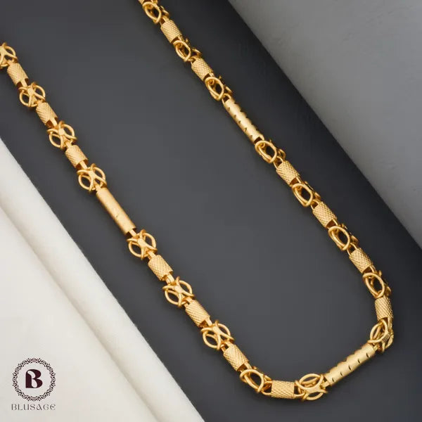 Designed Pipe with X Link Gold Plated Premium Waterproof Chain For Men