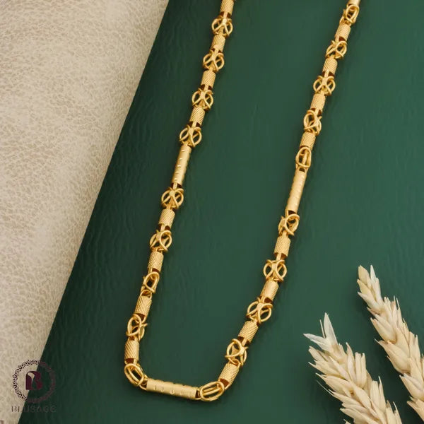 Designed Pipe with X Link Gold Plated Premium Waterproof Chain For Men