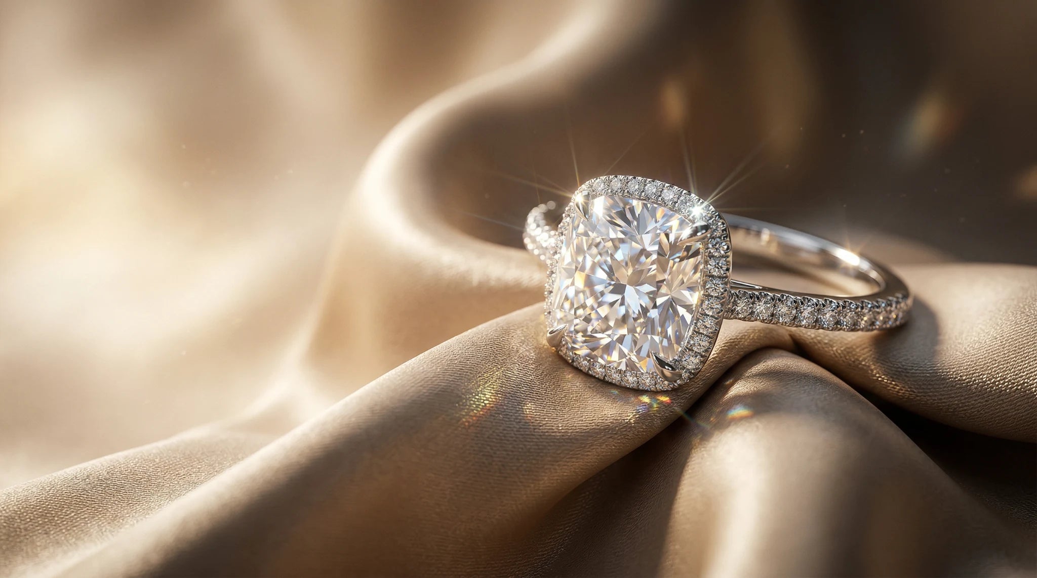 Lab grown diamond engagement ring with cushion cut center diamond – Unii Jewels